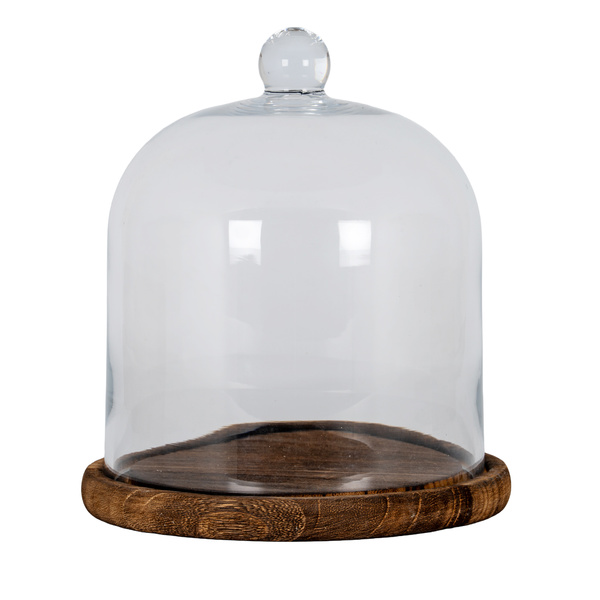 Medium Classic Glass Cloche With Wooden Tray
