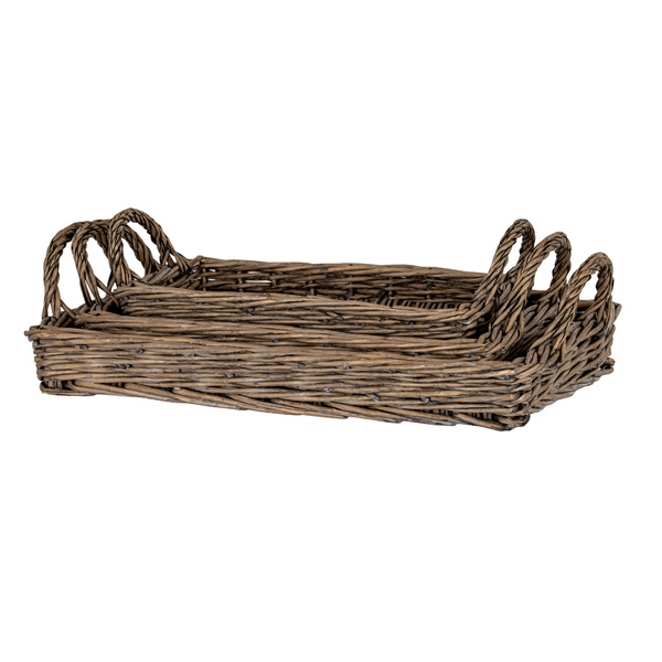 Briar Collection Set Of Three Rectangular Wicker Trays
