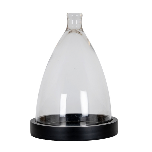 Cone Glass Cloche With Wooden Tray