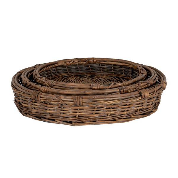 Briar Collection Set Of Three Round Wicker Trays