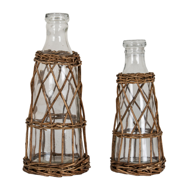 Briar Collection Large Glass And Wicker Bottle Carafe
