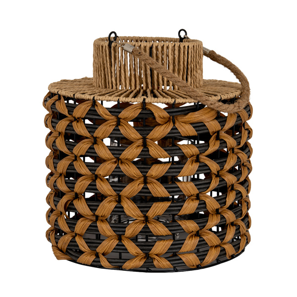 Large Woven Wicker Lantern With Jute Handle