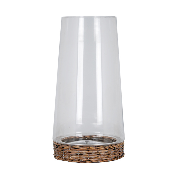 Briar Collection Large Hurricane Lantern With Wicker Tray