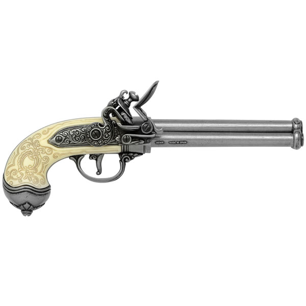 Silver & Ivory Three Barrel Flintlock Pistol (1680)