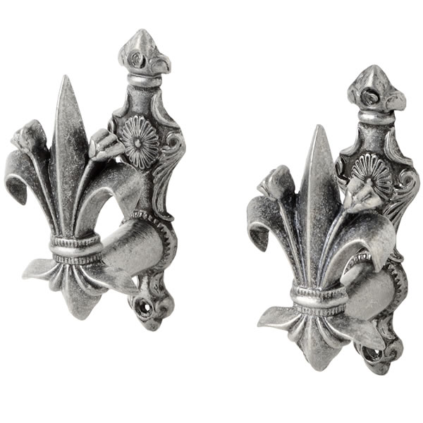 Pair Fleur De Lys Gun Mounts Gun Metal