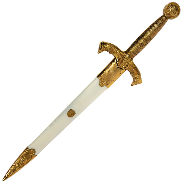 French Medieval Dagger White And Gold