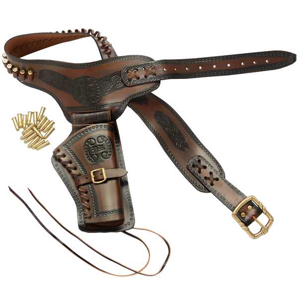 Single holster, cartridge belt and 24 bullets