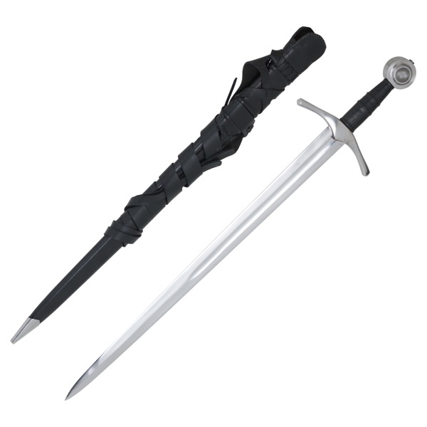 Battle Ready Medieval Knight Sword with Leather Scabbard 