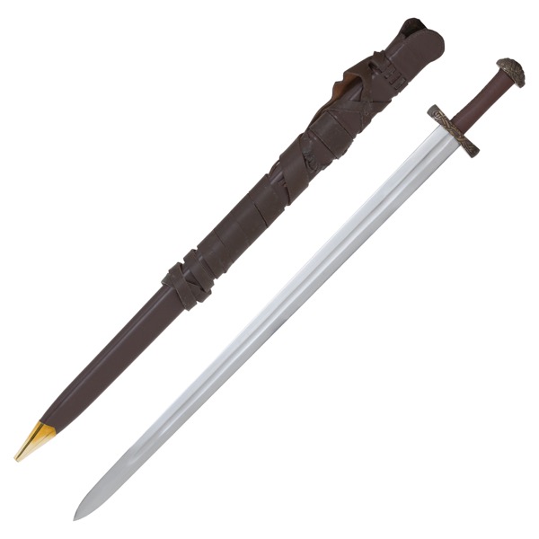 Battle Ready Long Bladed Viking Sword with Leather Scabbard