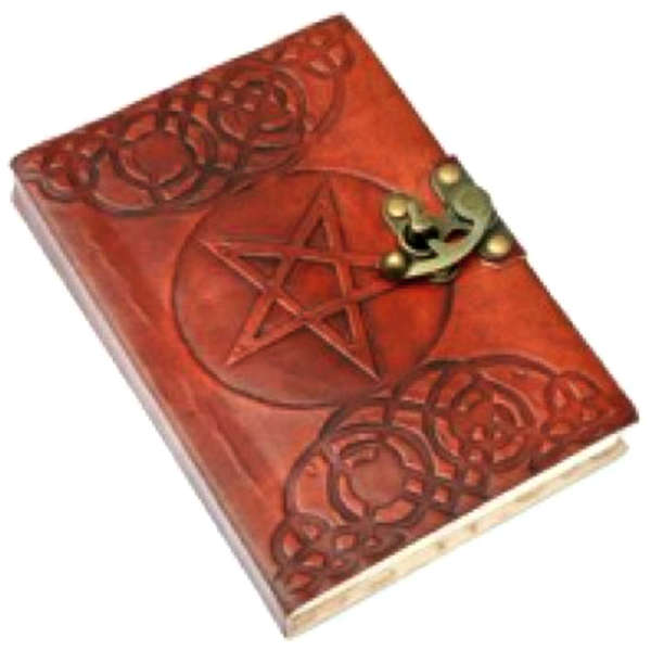 Handmade Pentagram Leather Bound Notebook with Metal Clasp