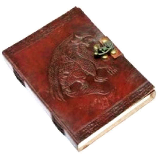 Handmade Dragon Leather Bound Notebook with Leather Clasp