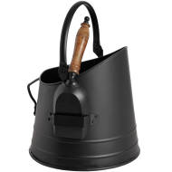 Black Coal Bucket with Teak Handle Shovel - Thumb 1