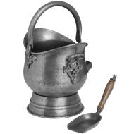 Antique Pewter Coal Bucket with Shovel - Thumb 3
