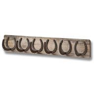 6 Horse Shoe Hooks On Dark Wood - Thumb 2