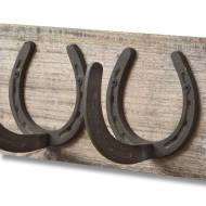 6 Horse Shoe Hooks On Dark Wood - Thumb 3
