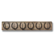 6 Horse Shoe Hooks On Dark Wood - Thumb 1