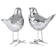 Set of Two Resin Birds in Silver Finish - Thumb 2