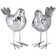 Set of Two Resin Birds in Silver Finish - Thumb 1