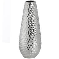 Large Silver Ceramic Bulb Vase in Dimple Effect - Thumb 1