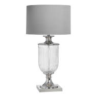 Isla Mirrored Glass Round Table Lamp, Isla Mirrored Glass Round Table Lamp With Velvet Shade