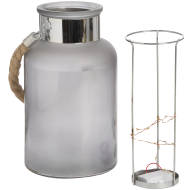 Frosted Glass Lantern with Rope Detail and Interior LED - Thumb 3