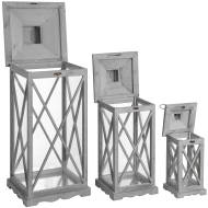 Set Of Three Wooden Lanterns With Traditional Cross Section - Thumb 3