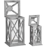 Set Of Two Grey Cross Section Lanterns With Open Tops - Thumb 3