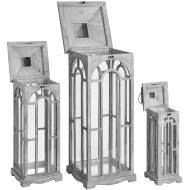 Set Of Three Wooden Lanterns With Archway Design - Thumb 3