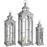 Set Of Three Wooden Lanterns With Archway Design - Thumb 1