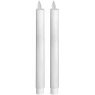 Pair Of White Luxe Flickering Flame LED Wax Dinner Candles - Thumb 1