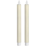 Pair Of Cream Luxe Flickering Flame LED Wax Dinner Candles - Thumb 1