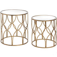 Set Of Two Lattice Detail Gold Side Tables - Thumb 1