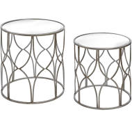 Set Of Two Lattice Detail Silver Side Table - Thumb 1