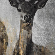 Large Curious Stag Painting on Cement Board with Frame - Thumb 2