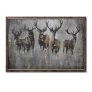 Large Curious Stag Painting on Cement Board with Frame - Thumb 1