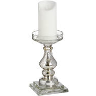 Antique Silver Glass Candle Column - Thumb 1