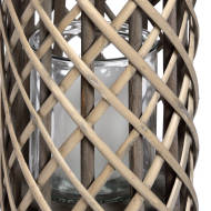 Large Wicker Lantern with Glass Hurricane - Thumb 2