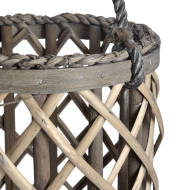 Large Wicker Lantern with Glass Hurricane - Thumb 3