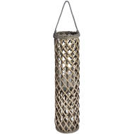 Large Wicker Lantern with Glass Hurricane - Thumb 1