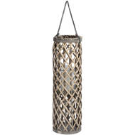 Medium Wicker Lantern with Glass Hurricane - Thumb 1