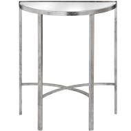 Mirrored Silver Half Moon Table With Cross Detail - Thumb 1