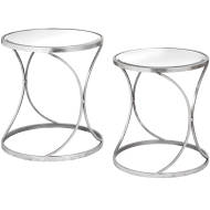 Silver Curved Design Set Of 2 Side Tables - Thumb 1
