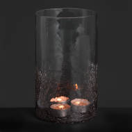 Small Smoked Crackle Effect Candle Holder - Thumb 2