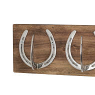Six Nickel Horse Shoe Hooks On Wooden Board - Thumb 2