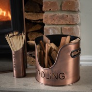 Copper Finish Logs And Kindling Buckets & Matchstick Holder - Thumb 6