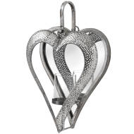 Antique Silver Heart Mirrored Tealight Holder in Small - Thumb 1