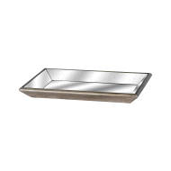 Astor Distressed Mirrored Tray With Wooden Detailing - Thumb 1