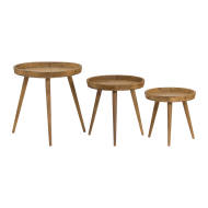 Loft Collection Set Of 3 Round Wooden Table - Thumb 1