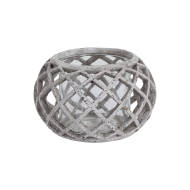 Round Ceramic Lattice Hurricane Lantern - Thumb 1