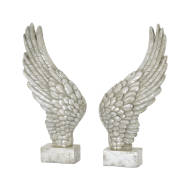 Large Freestanding Antique Silver Angel Wings Ornament - Thumb 1